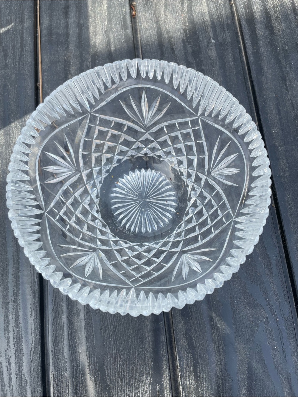 Heritage Irish Clear Crystal Serving Bowl - Cut Star Motif